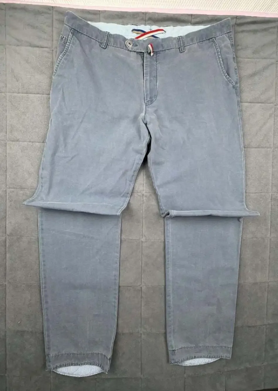 Berwich Faded Blue Cotton Tapered Casual Trousers